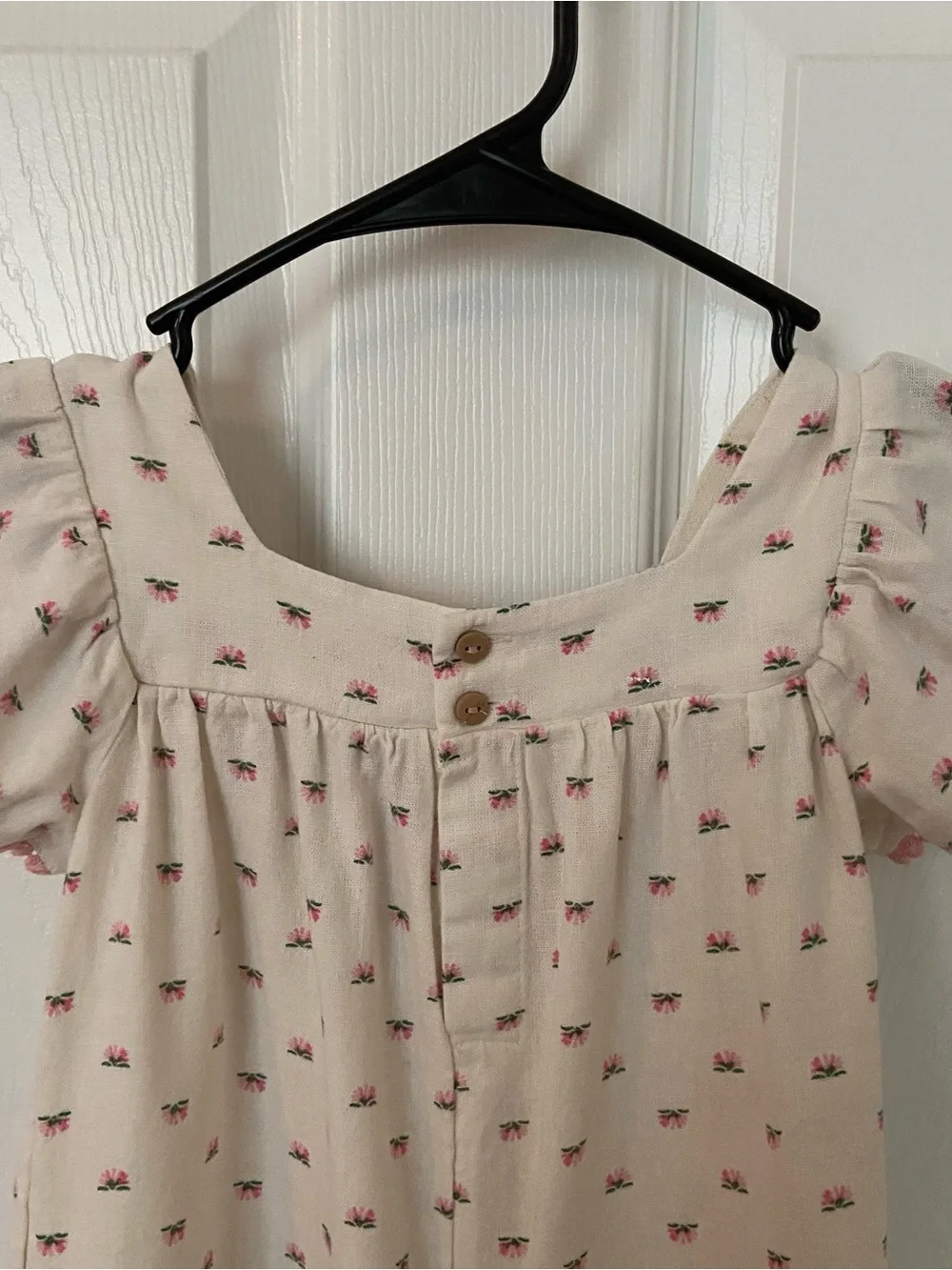 Old Navy Cream One-Piece Bodysuit with Pink Trim